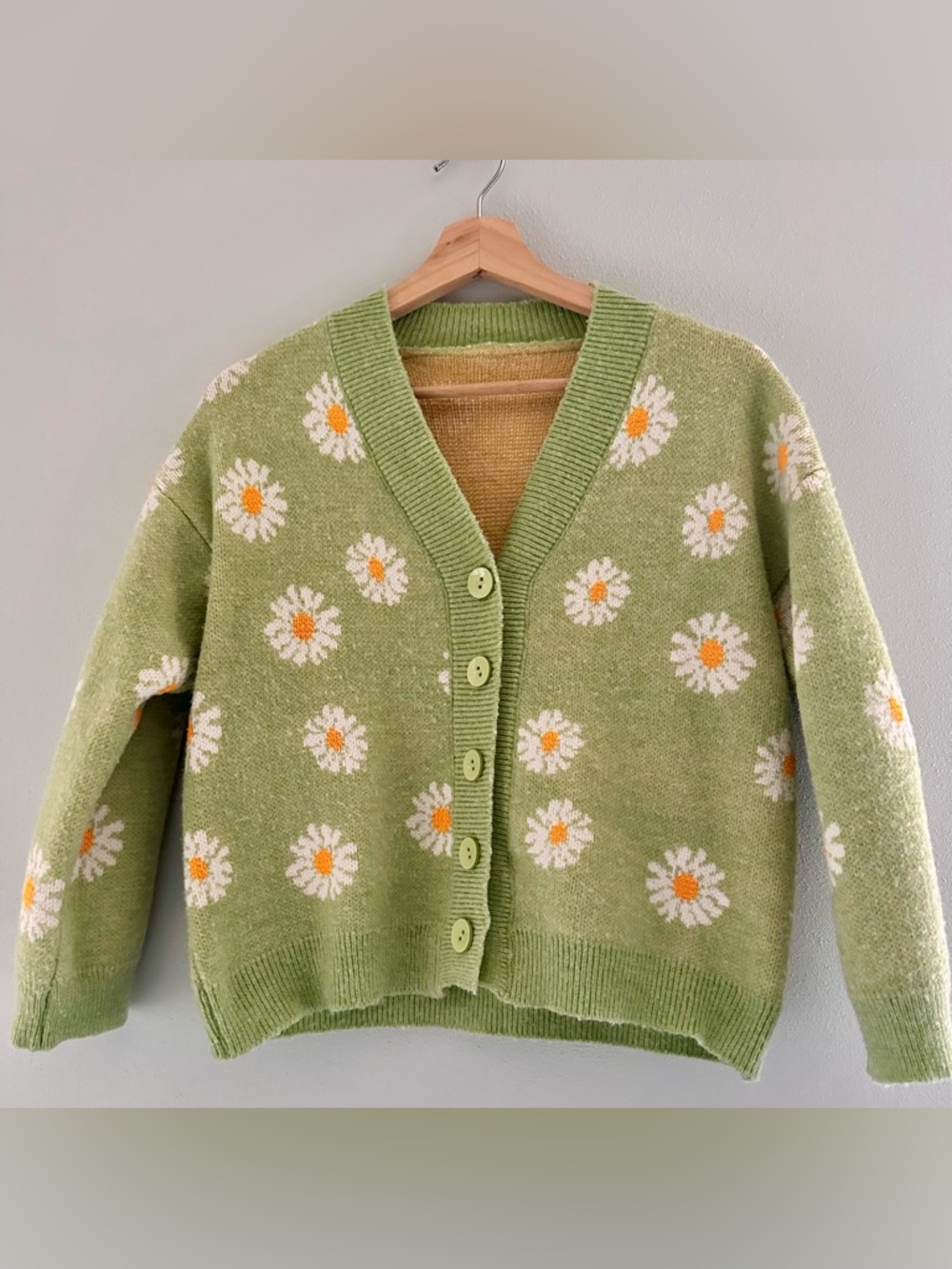 Green Daisy Cardigan Sweater